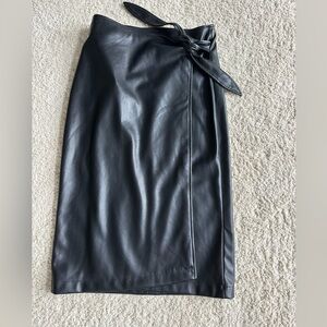 7 For all mankind Black faux leather wrap skirt